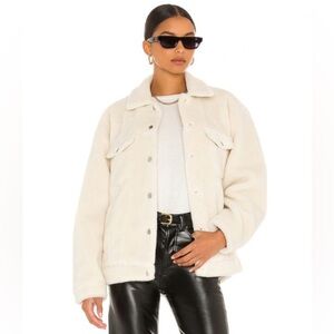 Anine Bing faux shearling oversized bomber jacket apres ski cabincore teddy